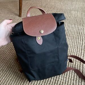 Longchamp Black and Brown Women's Backpack